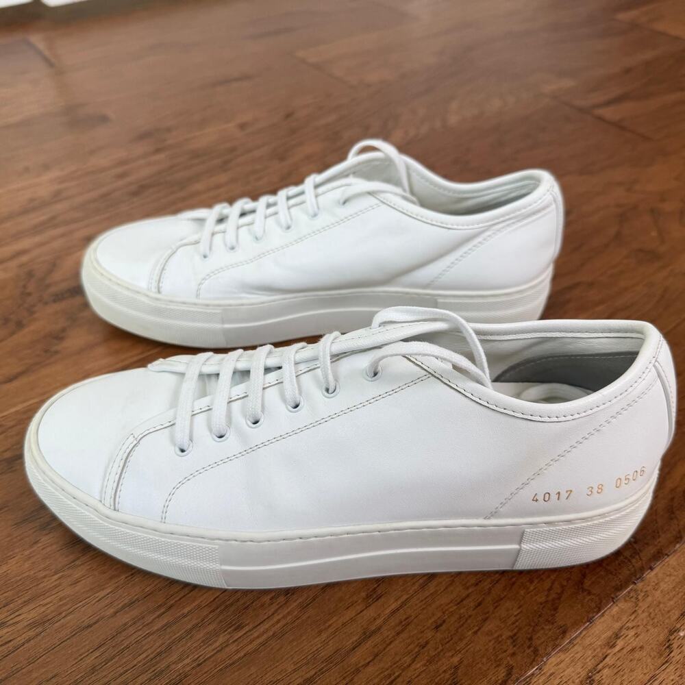 Woman by Common Projects Achilles Womens Leather Low Top Sneaker White Sz 38 US7 - Picture 4 of 9